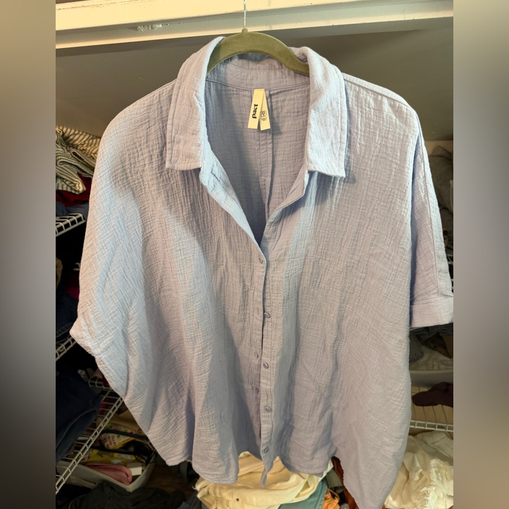 Pact women’s Casual Light Blue Button Down Shirt